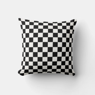 Black and white chequerboard pattern cushion