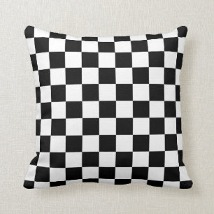 Black and White Chequerboard Pattern Cushion