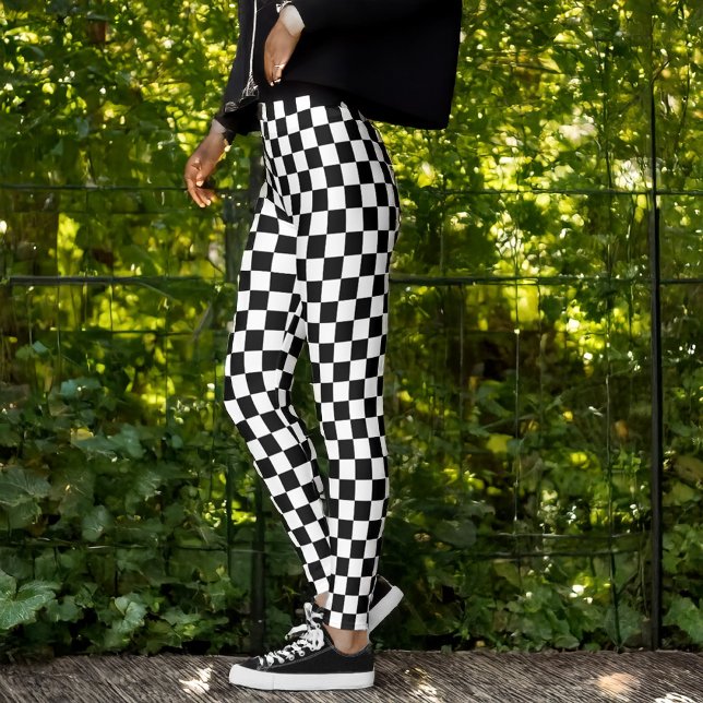 Black and White Chequerboard Pattern Leggings (Creator Uploaded)