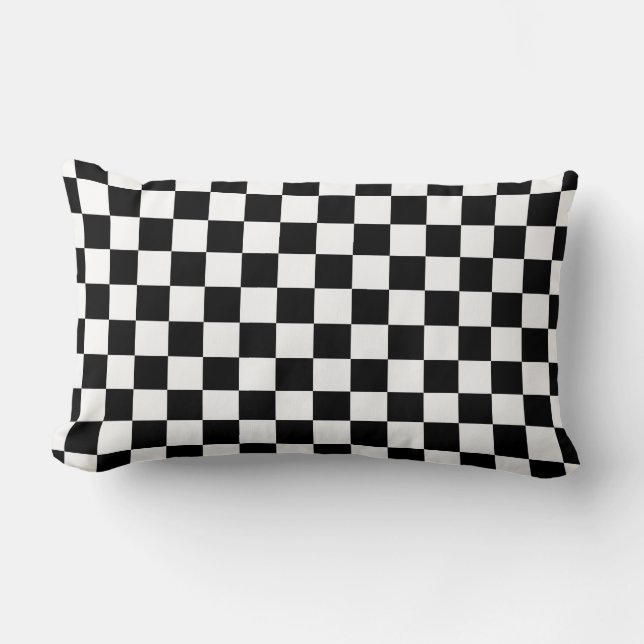 Black and white chequerboard pattern  lumbar cushion (Front)