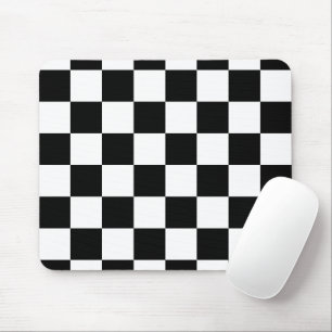 Black and White Chequerboard Pattern Mouse Pad