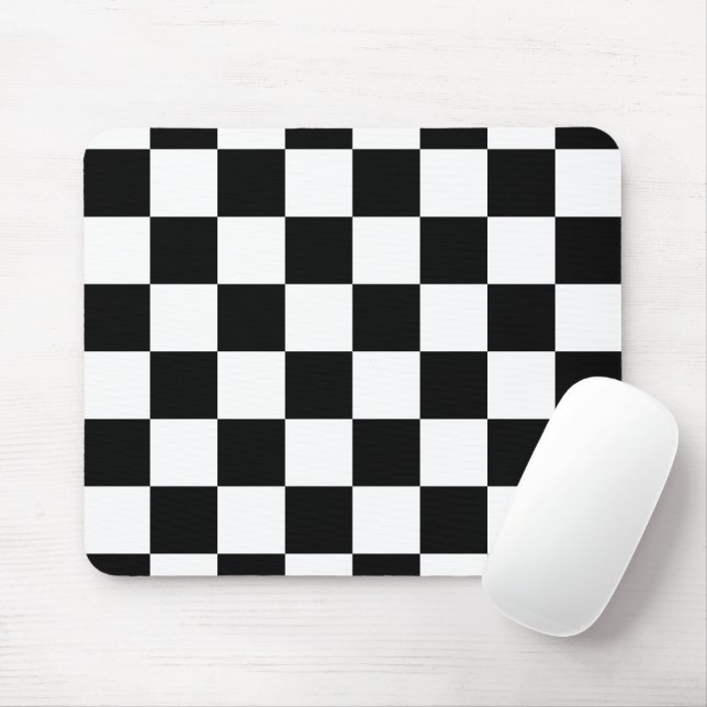 Black and White Chequerboard Pattern  Mouse Pad (With Mouse)