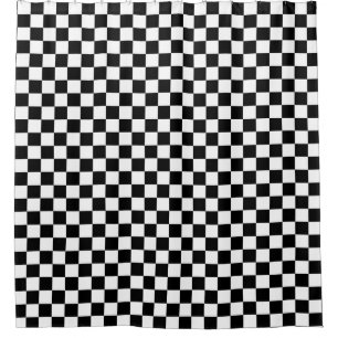 Black and white chequerboard pattern  shower curtain