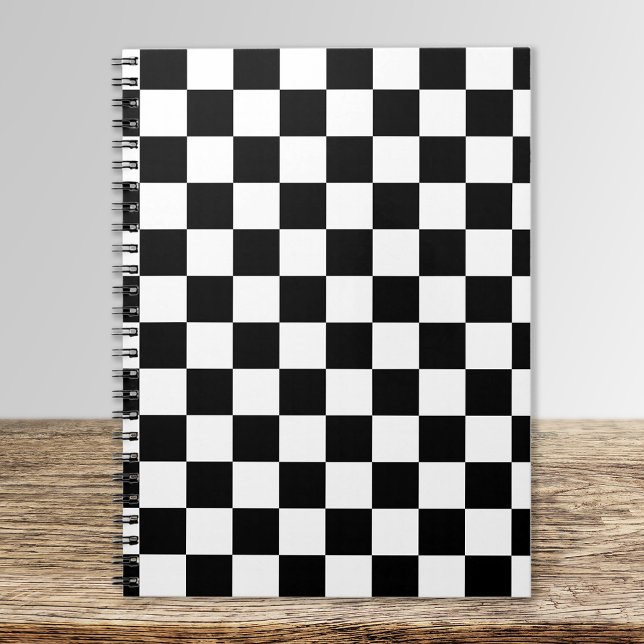 Black and White Chequerboard Pattern Spiral Notebook (Creator Uploaded)