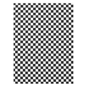 Black and white chequerboard pattern tablecloth