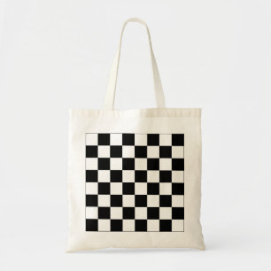 Black and White Chequerboard Pattern Tote Bag