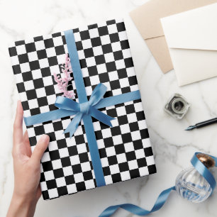 Black and White Chequerboard Pattern Wrapping Paper