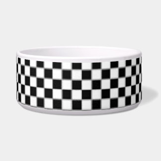 Black and White Chequerboard Pet Bowl