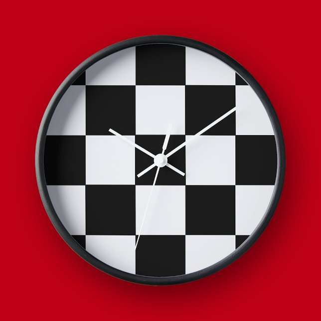 Black and White Chequerboard Retro Wall Clock (Creator Uploaded)