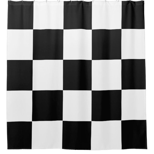 Black And White Chequerboard Shower Curtain (Front)