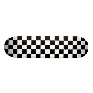 Black and White Chequerboard Skateboard