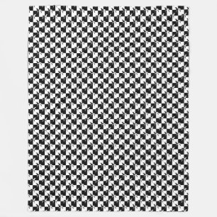 Black and White Chequerboard Weimaraner Fleece Blanket