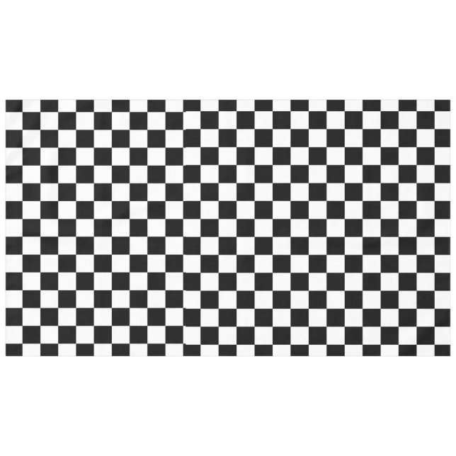 Black and White Chequered 60"x104" Tablecloth (Front (Horizontal))