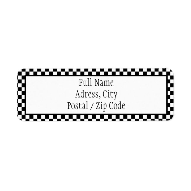 Black And White Chequered Address Label (Front)