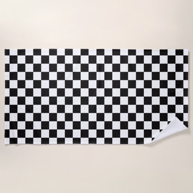 Black and White Chequered Beach Towel (Front)