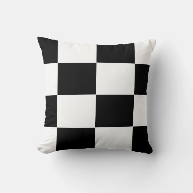 black and white chequered board  pattern cushion (Front)