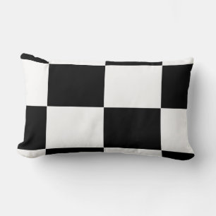 black and white chequered board pattern lumbar cushion