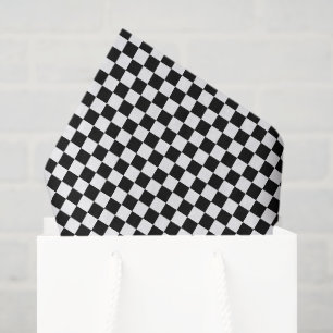 Black And White Chequered Board Pattern Tissue Paper