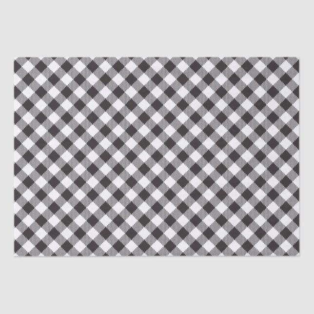 Black and White Chequered Buffalo Plaid Tissue Paper (Front)