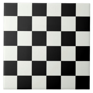 Black and White Chequered Check Pattern Ceramic Ti Tile