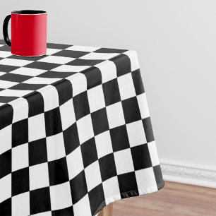 Black And White Chequered Chequerboard Pattern Tablecloth