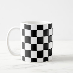 Black and white chequered coffee mug