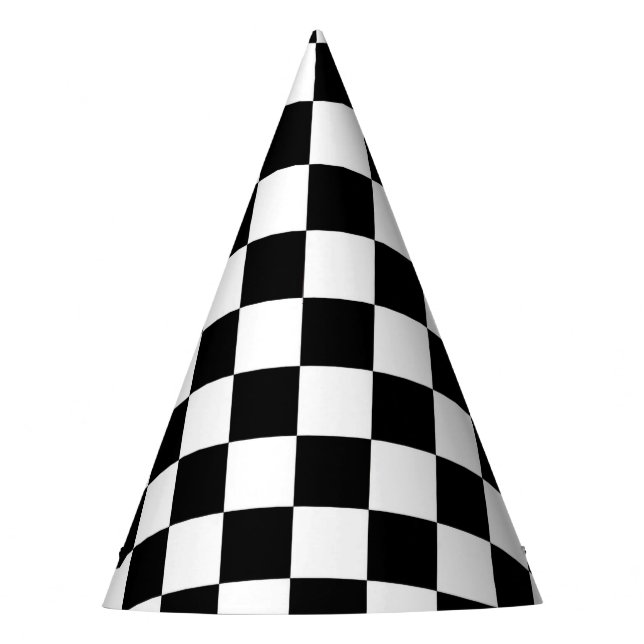 Black and White Chequered Colour Party Hat (Front)