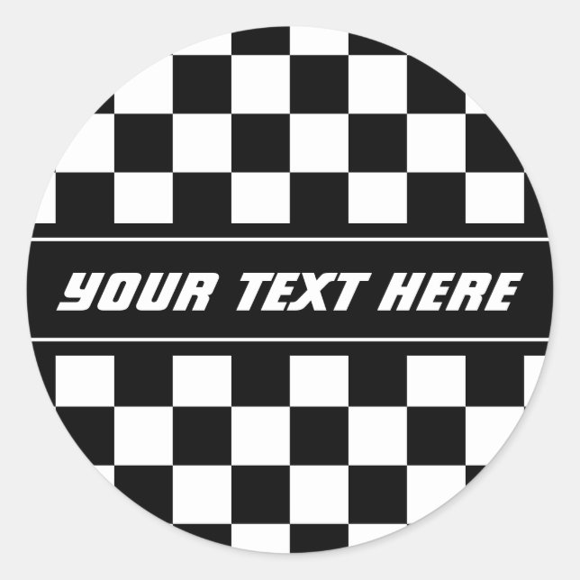 Black and white chequered flag auto racing sticker (Front)