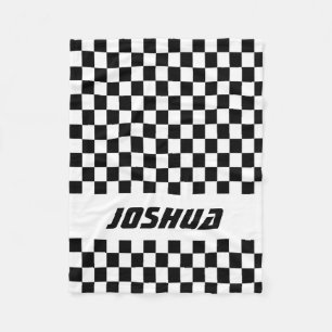 Black and White Chequered Flag Fleece Blanket