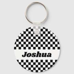 Black and White Chequered Flag Key Ring