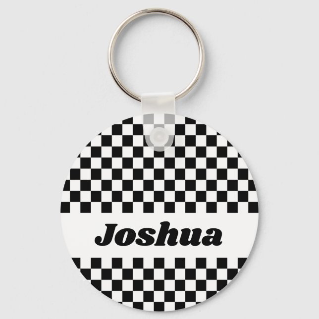 Black and White Chequered Flag Key Ring (Front)