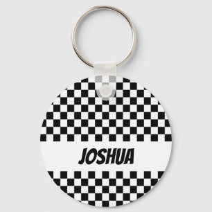 Black and White Chequered Flag Keychain