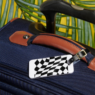 Black And White Chequered Flag Luggage Tag