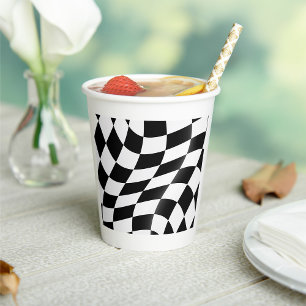 Black And White Chequered Flag Paper Cups