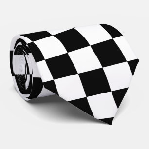Black and White Chequered Flag Tie