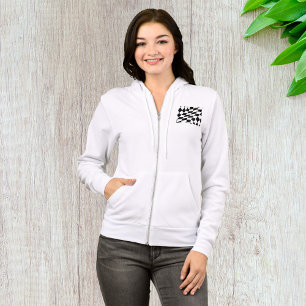 Black And White Chequered Flag Womens Full-Zip Hoodie