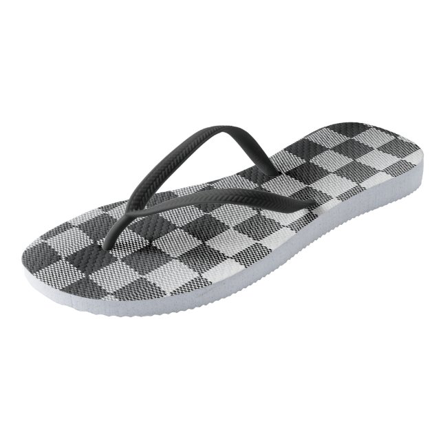 Black and White Chequered Geometric Jandals (Angled)