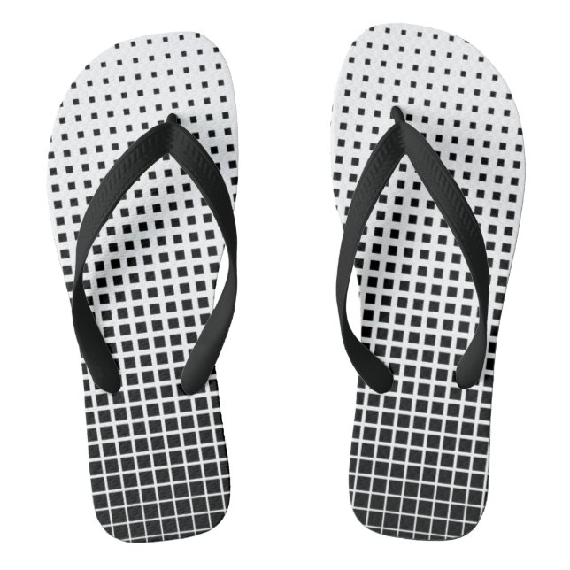 Black and White Chequered Jandals (Footbed)