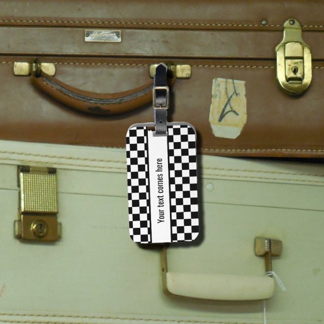 Black and white chequered luggage tag (Creator Uploaded)