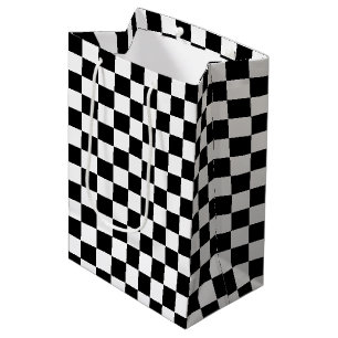 Black and white chequered medium gift bag