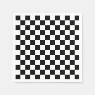 Black and White Chequered Party Napkin