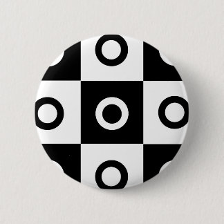 Black and white chequered pattern 6 cm round badge