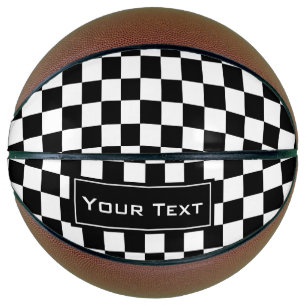 Black and White Chequered Pattern Basketball