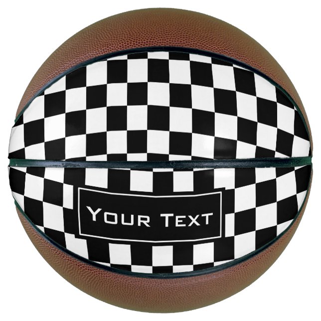 Black and White Chequered Pattern Basketball (Front)