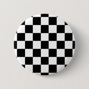 Black and White Chequered Pattern Chequerboard 6 Cm Round Badge