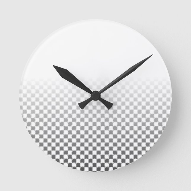 Black and White Chequered Pattern Clock (Front)