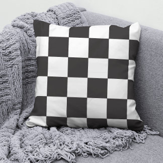 Black and White Chequered Pattern Cushion
