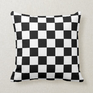 black and white chequered pattern cushion