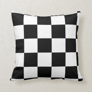 Black and White Chequered Pattern Cushion