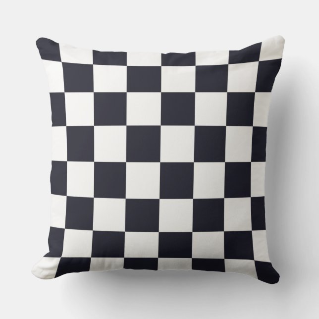 Black and White Chequered Pattern Cushion (Front)
